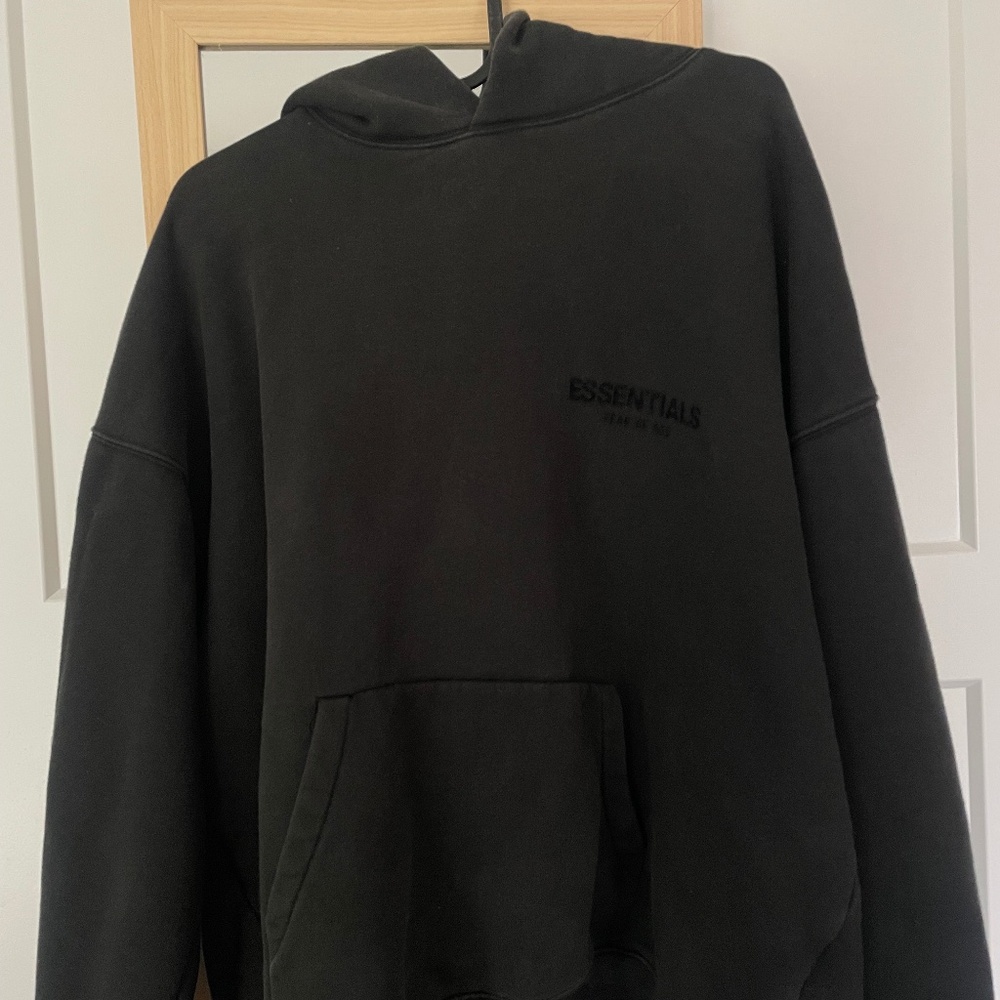 Fear of God Essentials Black Stretch Pullover Hoodie  Size M